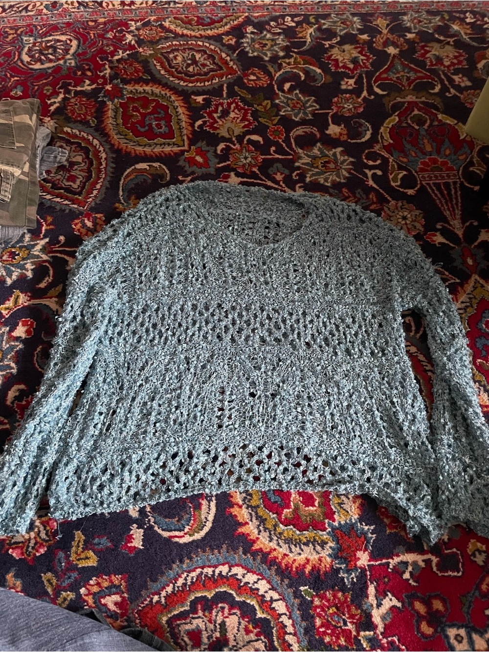 Open Knit Lightweight Women's Sweater - Seafoam Green